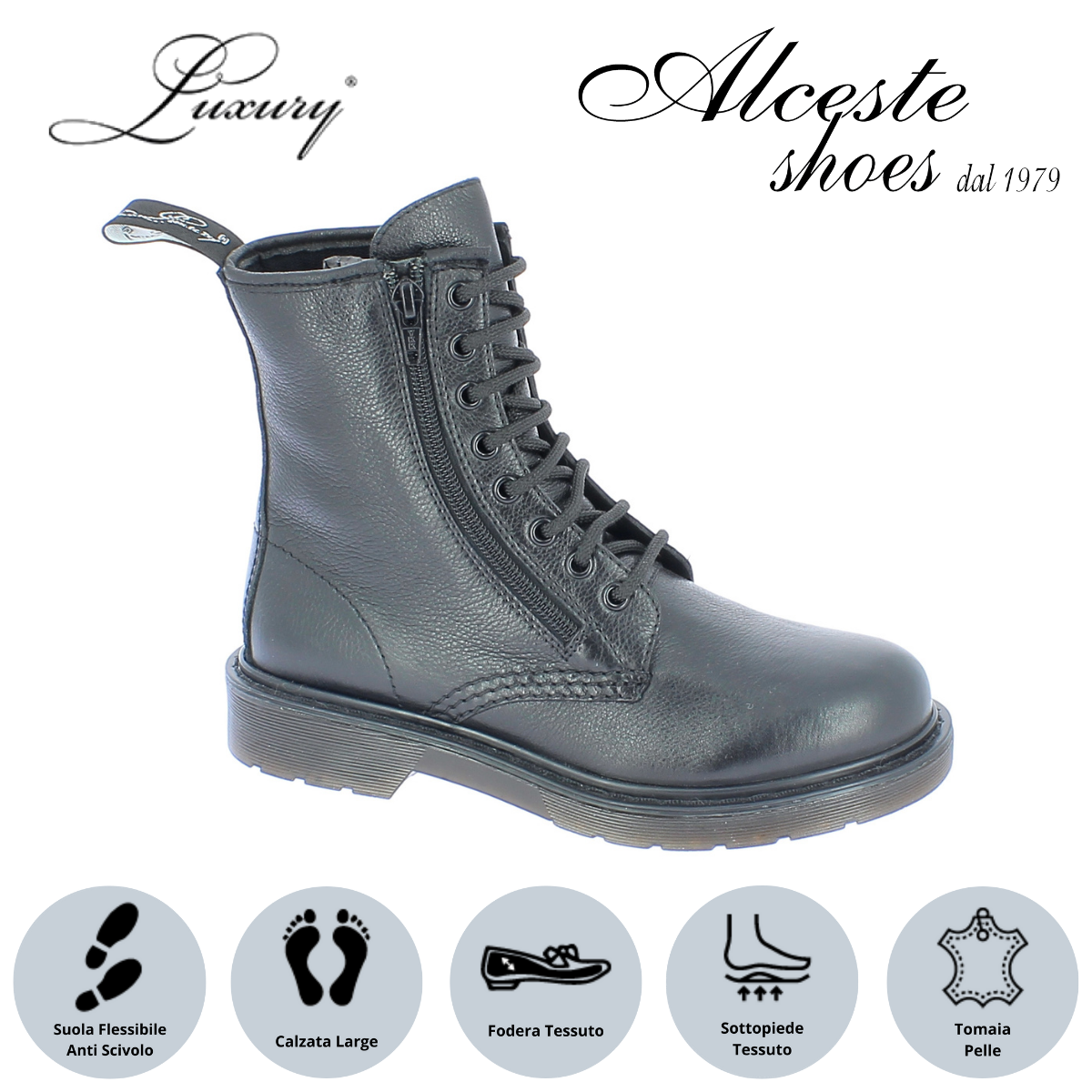 Anfibio Luxury Art. MARTY5121 in Pelle Nero Alceste Shoes 4 1