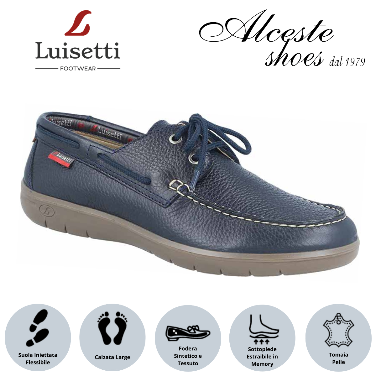Mocassino Lacci Uomo Luisetti Art. 35201 in Pelle Blu Alceste Shoes 11 1