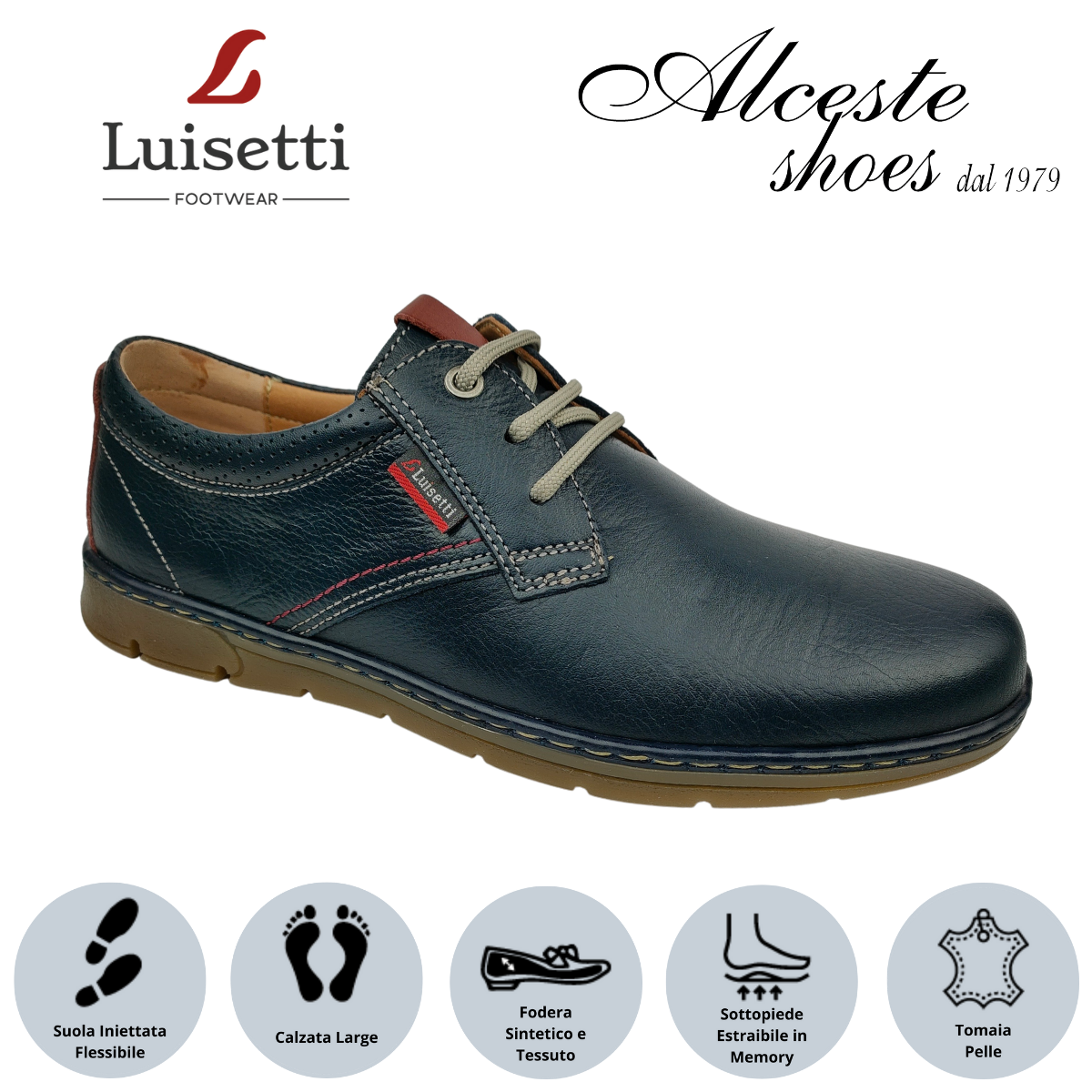 Scarpa Lacci Uomo "Luisetti" Art. 23321 in Pelle Blu Alceste Shoes 12 1