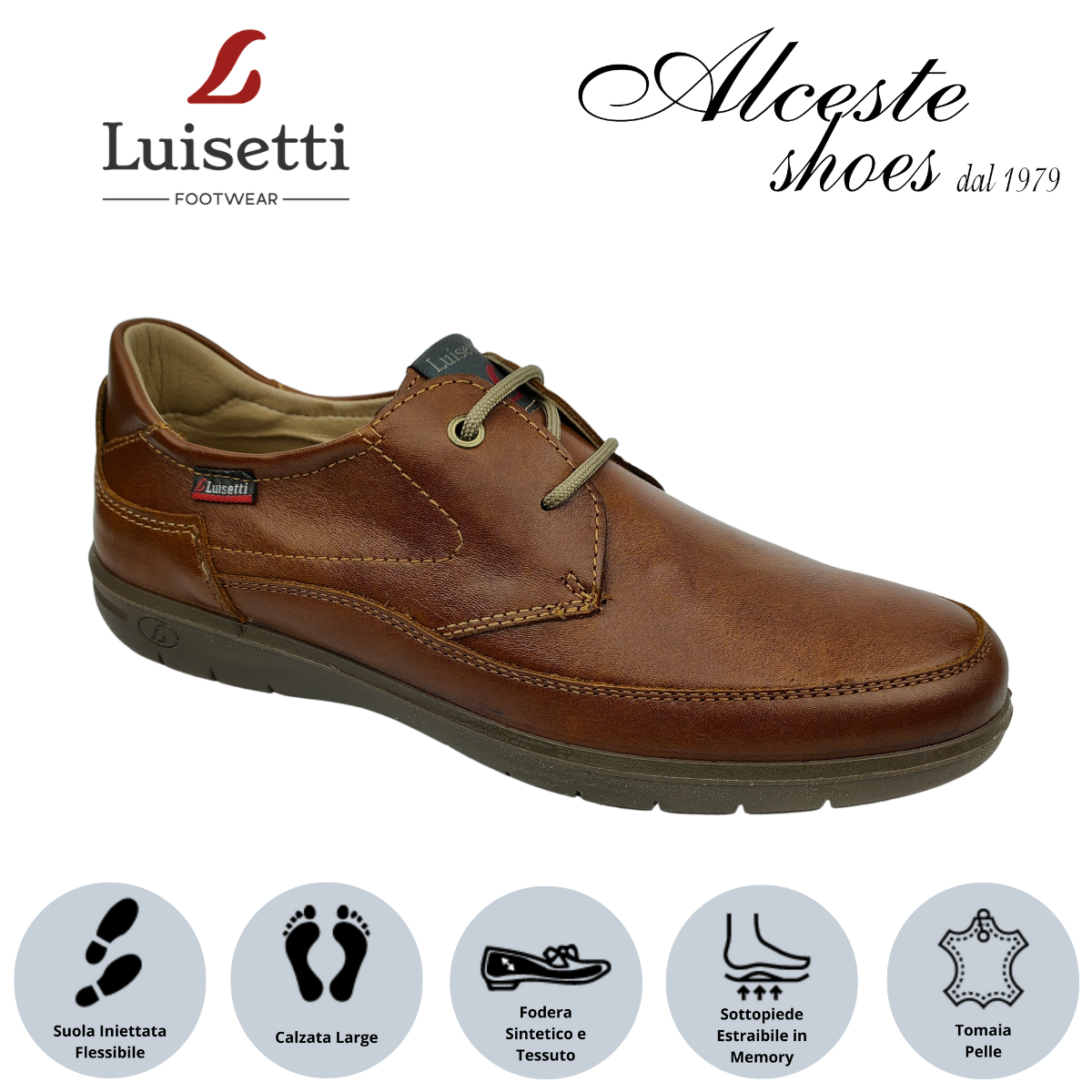 Scarpa Lacci Uomo Luisetti Art. 32303 in Pelle Cognac Alceste Shoes 13