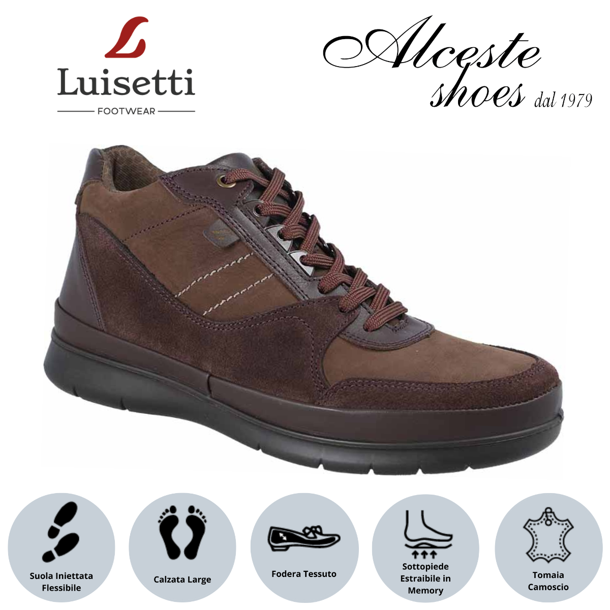 Scarponcino Lacci Uomo "Luisetti" Art. 34403 in Nabuk, Pelle e Camoscio Marrone Alceste Shoes 15