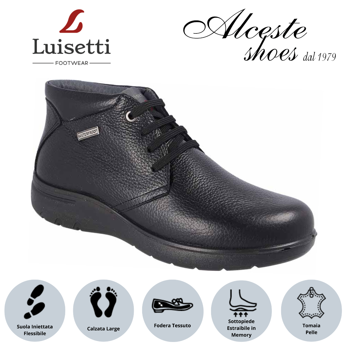 Scarponcino Lacci Uomo "Luisetti" Art. 31007 in Pelle Nero Alceste Shoes 5