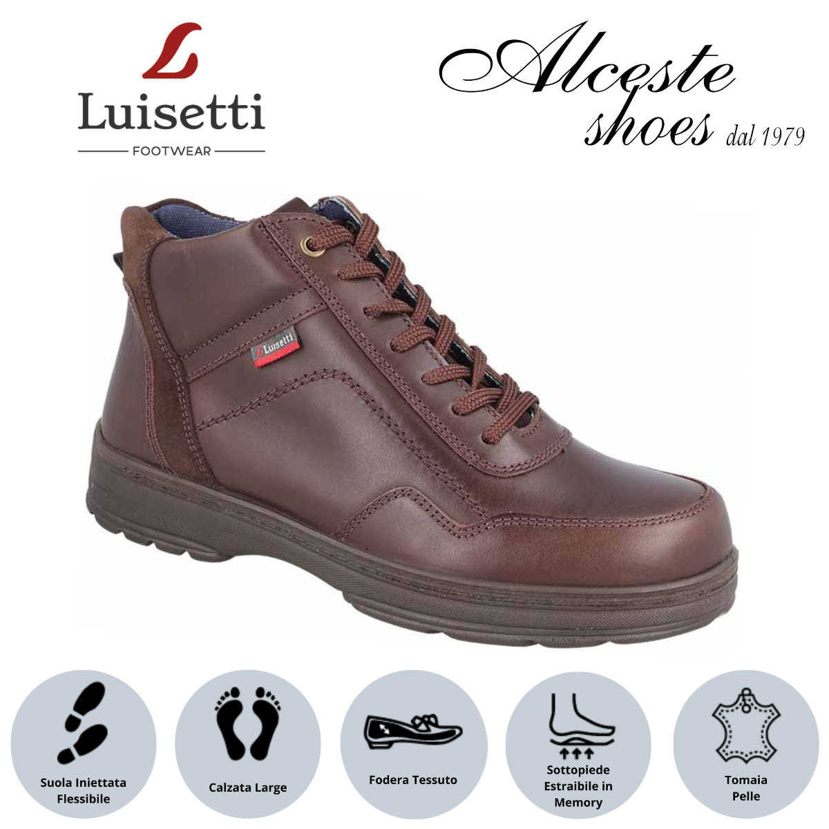 Scarponcino Lacci Uomo "Luisetti" Art. 34202 in Pelle e Camoscio Marrone Alceste Shoes 7