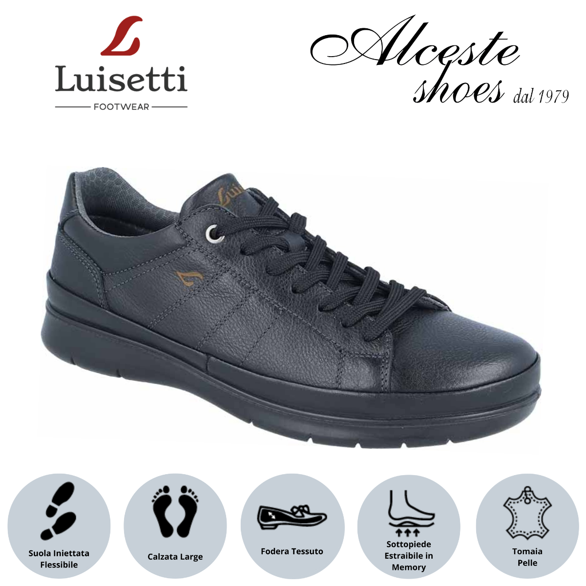 Scarpa Lacci Uomo "Luisetti" Art. 34407 in Pelle Nero Alceste Shoes 8