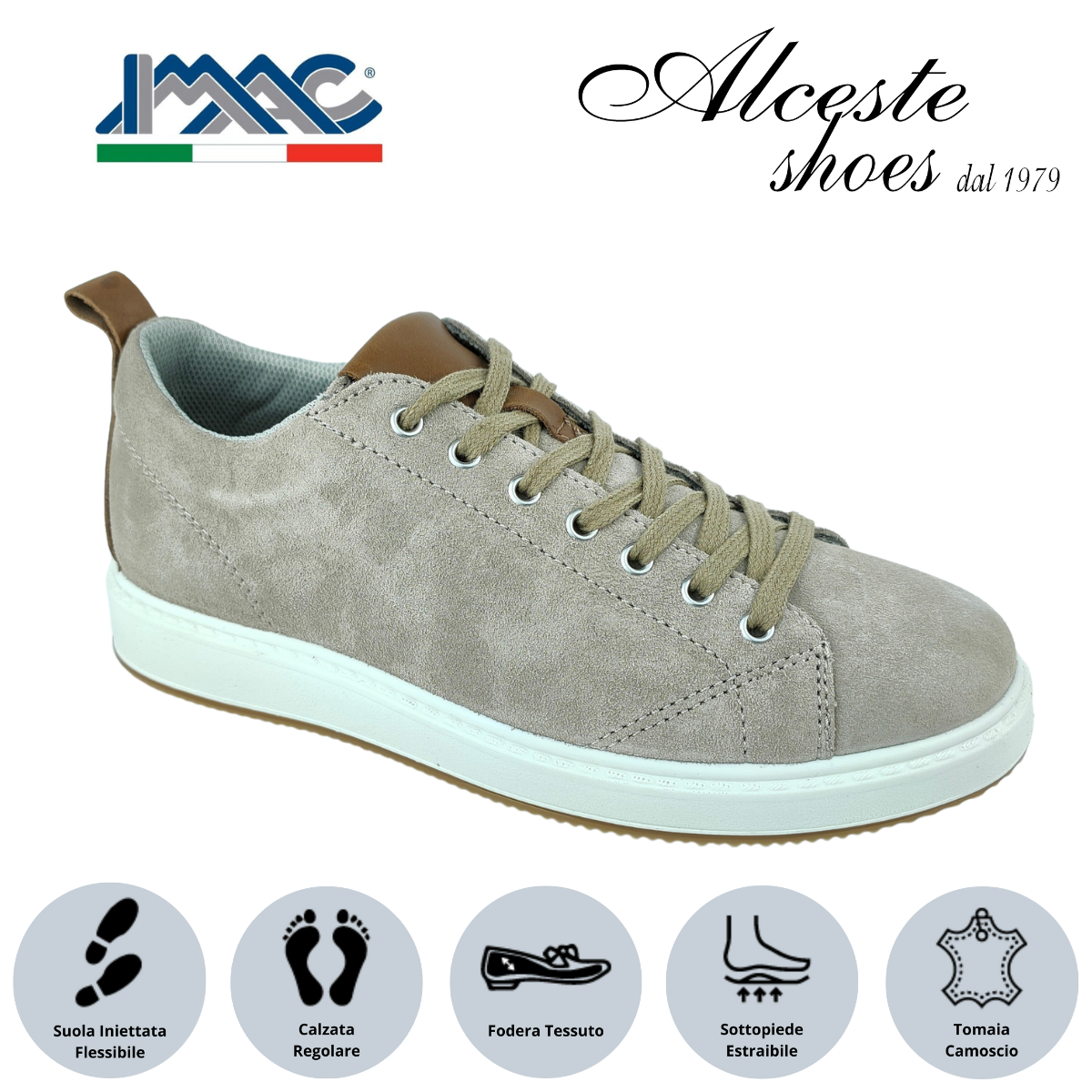 Sneakers Uomo Lacci "Imac" Art. 351851 in Camoscio Beige e Pelle Cognac Alceste Shoes 22 1