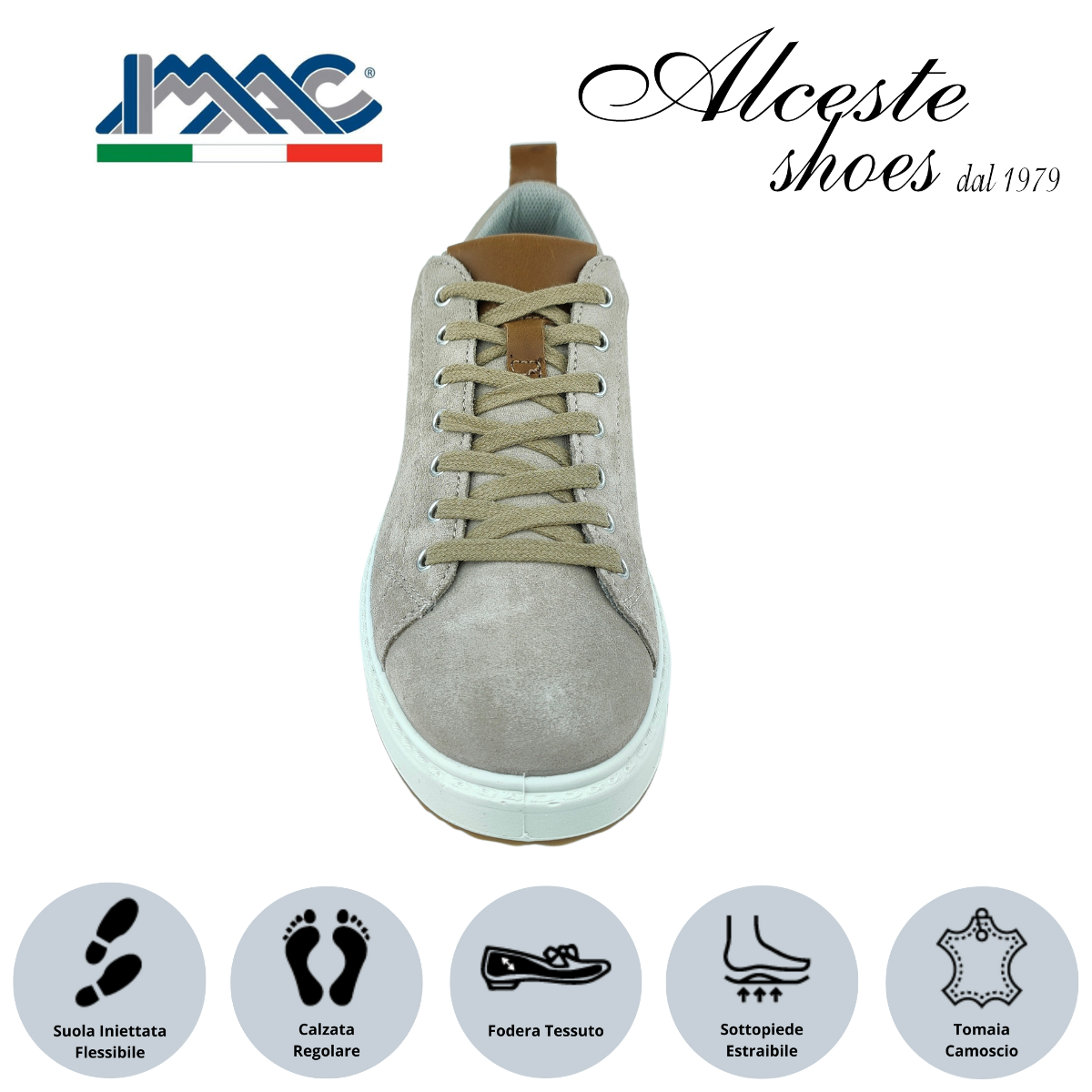 Sneakers Uomo Lacci "Imac" Art. 351851 in Camoscio Beige e Pelle Cognac Alceste Shoes 23 1