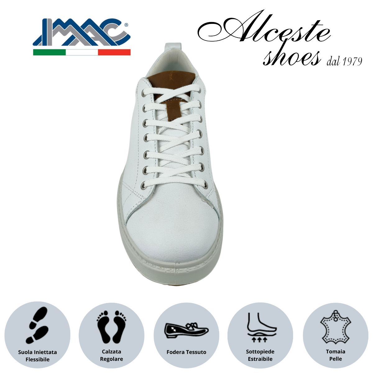 Sneakers Uomo Lacci "Imac" Art. 351850 in Pelle Bianco e Cognac Alceste Shoes 26 1