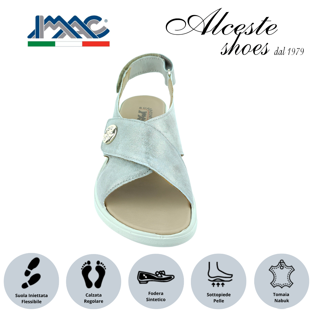 Sandalo Donna con Velcro "Imac" Art. 156860 in Camoscio Stampato Beige Alceste Shoes 29 1